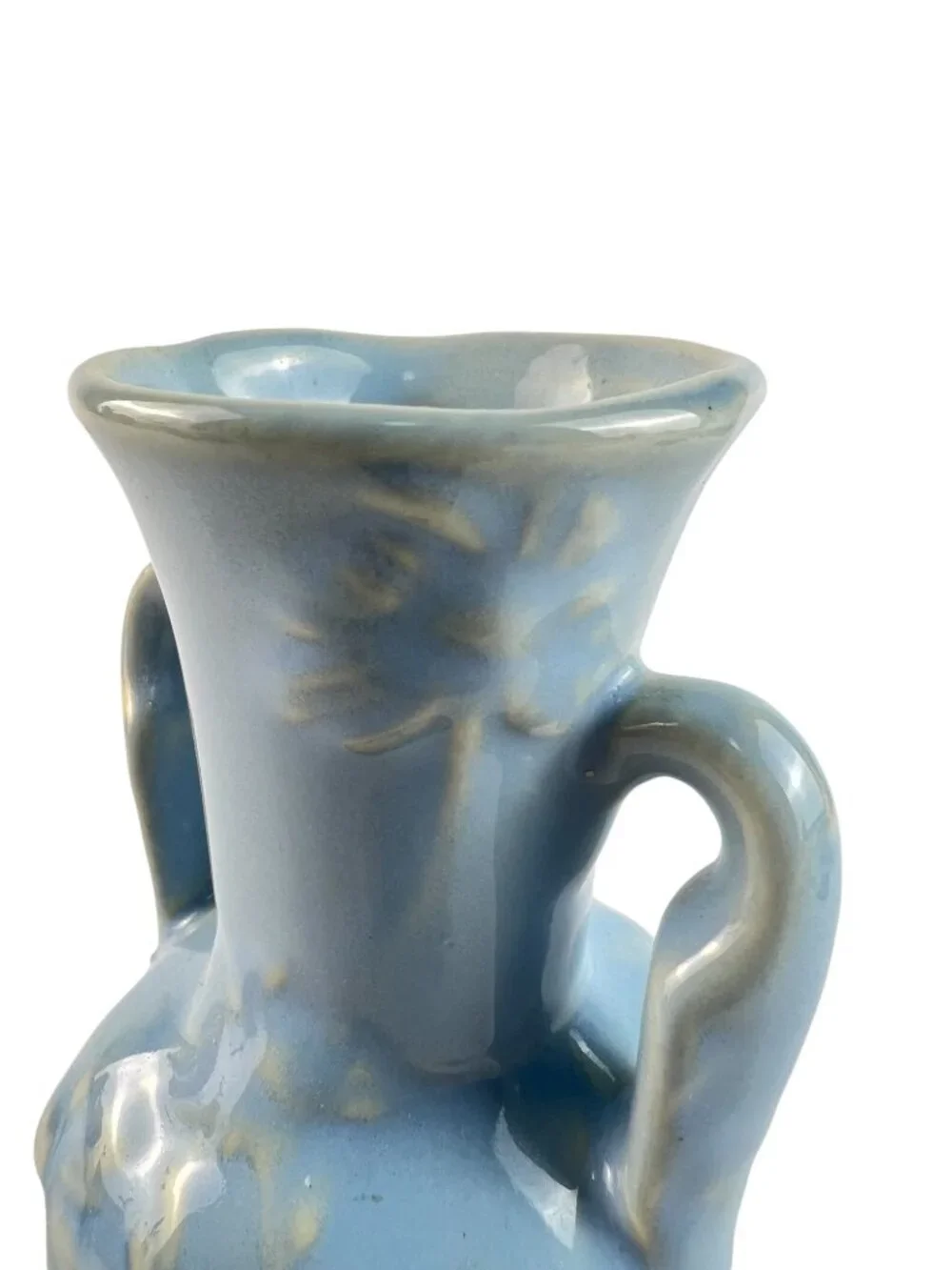 Vintage Shawnee Pottery Daisy Bud Vase, Pastel Blue Embossed Ceramic, 5